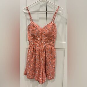 Abercrombie & Fitch Coral Floral Bustier Romper